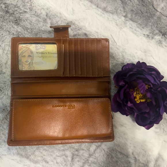 Kenneth Cole New York Bi-fold Brown Leather Wallet Checkbook Organizer - Picture 9 of 11